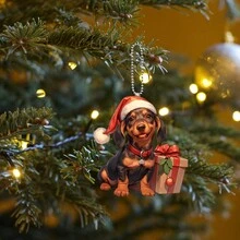 1 件圣诞挂饰 2D 平面亚克力挂饰，可爱圣诞服装柯基犬和腊肠犬，用于汽车挂饰，节日氛围装饰，家居装饰，背包配件，钥匙扣，圣诞礼物 - 彩色 - 查看 8