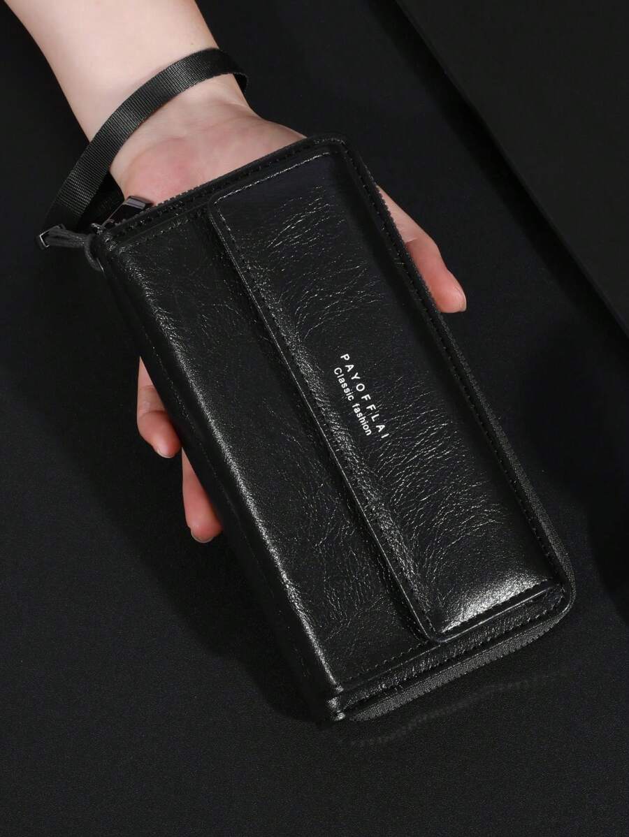 Men's Business Wallet Double Layer PU Leather Buckle Men's Bank Card Clip Zipper Wallet Wallets Wrist Wallet Essentials Items Big Wallet For Men Wallet Purse Wallet Long Wallet Wristlet Wallet