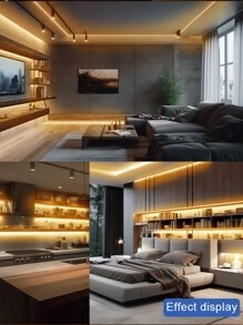 1pc/1m/2m/5m Adjustable Brightness Dual Color Temperature Self-Adhesive LED Light Strip, Multi-Functional Home Use For Wardrobe, Cabinet, Stairs, Indoor Decoration, Smart Light Rope, Bedroom, Living Room Ambient Lighting