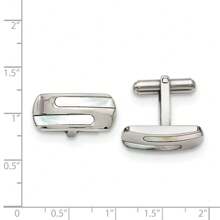 The Black Bow Men's Mother Of Pearl And Stainless Steel Striped Cuff Links