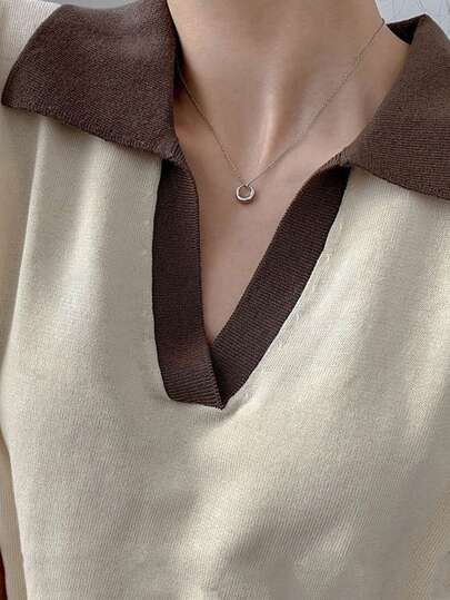 1 件简约精致圆形吊坠项链