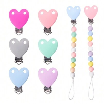 Set de 3/6 piezas de clips de silicona con forma de corazón en 6 colores aleatorios para ensamblar cadenas, cuentas, colgantes y una variedad de accesorios hechos a mano, suministros decorativos para el hogar, San Valentín