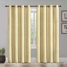 Mocassi Set Of 2 Room Darkening Grommet Top Curtains - 駝色 - 查看 1