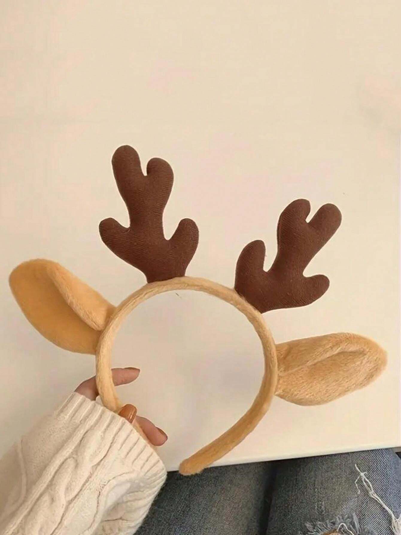 1pc Christmas Headwear Cute Elk Horn Hair Hoop Christmas Hat Hairclip