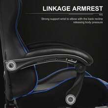 Gaming Chair, Massage Ergonomic Computer Chair With Footrest And Lumbar Support Height Adjustable Gaming Chair With 360°-Swivel Seat And Headrest For Office - 藍色 - 查看 5