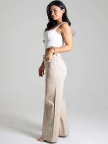 Women's Wide Leg Jeans - Apricot - View 2