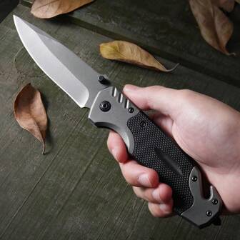 1PC Stainless Steel Folding Pocket Knife, Outdoor Camping Survival Knife, Pocket Knife For Outdoor Adventure EDC Knives Cutter, Everyday Carry, Pocket Knife For Men, Cool Knife For Dad, Multifunctional Pocket Knives, Tools For Men