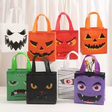 2pcs/5pcs/6pcs/12pcs Reusable Non-Woven Halloween Gift Bags With Handles, Suitable For Party, Gifts, Halloween Trick Or Treat, Day Of The Dead, Halloween Decor, Random Colors And Styles - Multicolor - View 8