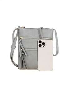 nuevo casual Bolso bandolera unicolor PU con solapa Bolso de hombro diseñador de mujeres Bolso de mano & Monedero