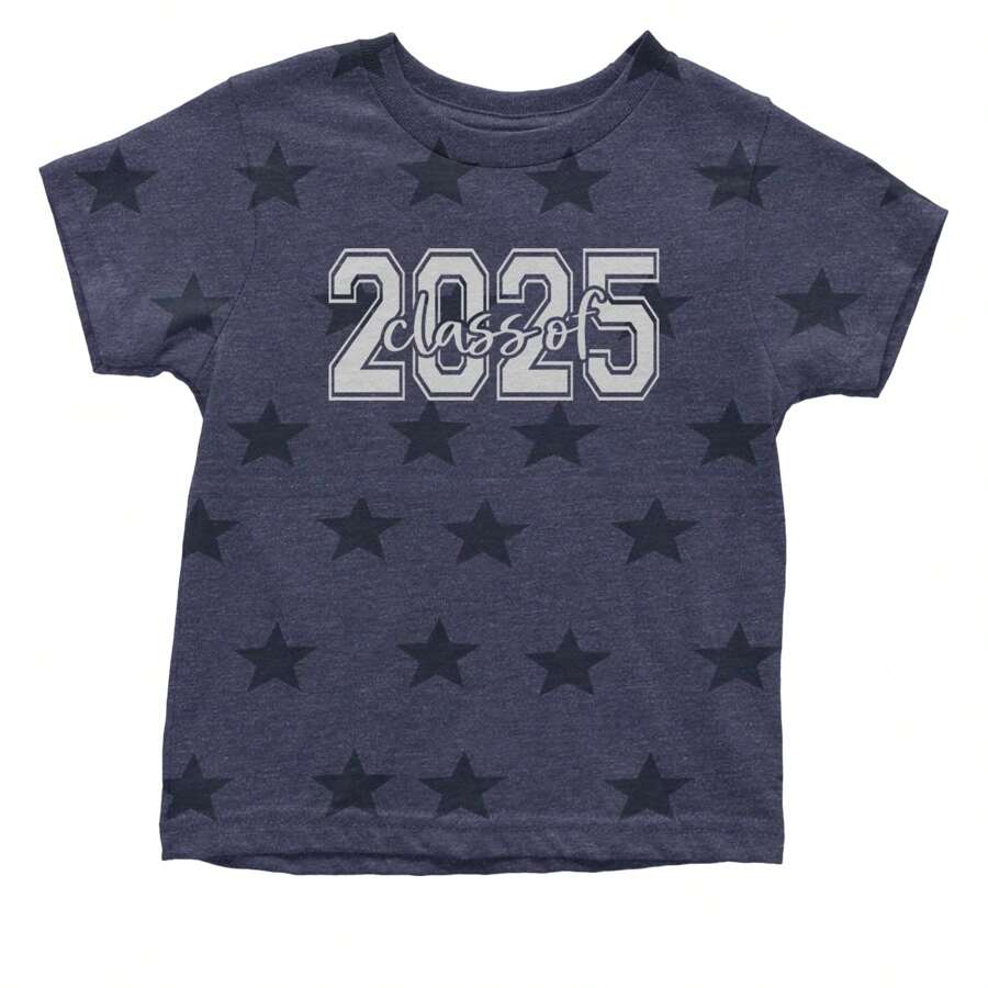 Class Of 2025 Graduation Infant One-Piece Romper Bodysuit And Toddler T-Shirt - 海軍藍星星 - 查看 1