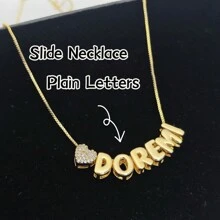 Collier personnalisé avec lettres glissantes, collier avec lettres plates plaquées, bijou personnalisé