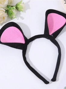 1pc New Halloween Pink Mouse Ear Headband, Cute Kids Festival Party Cat Ear Hair Hoop Accessory