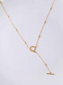 S925纯银项链OT扣项链女几何圆圈长项链锁骨链毛衣链女士饰品礼物日常佩戴精致项链银项链时尚女士吊坠项链 - 項鍊 - 查看 4