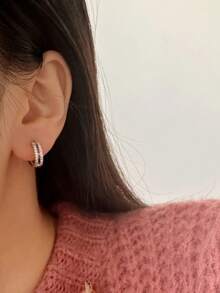 1 Đôi Hoa Tai Đơn Giản Thanh Lịch, Thiết Kế Thời Trang Cao Cấp Độc Đáo - Nút tai - Xem 2