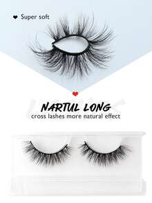 Asiteo 1 Pair 3D Effect Faux Mink Eyelashes, Natural & Soft For Everyday Wear - 黑色 - 查看 2