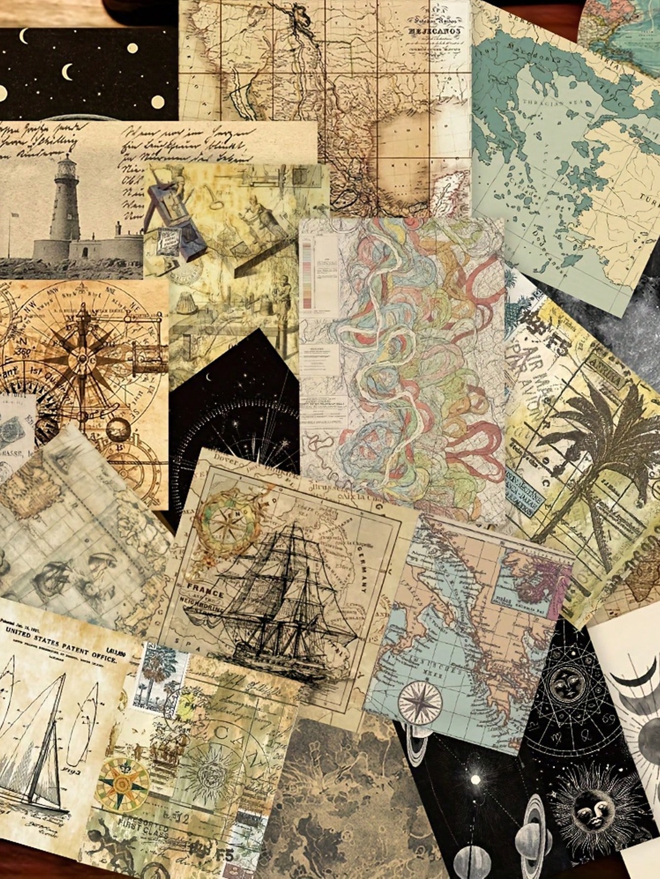 50 pezzi Adesivi retrò con del mondo a tema mareale, adesivi impermeabili per custodie per telefono, computer portatile, decorazione bagagli