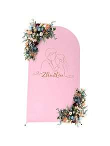 ZhdnBhnos LINSIE 7.22Ft 拱形背景支架，落地式婚礼拱形支架，钢管气球拱形框架套件拱形支架用于婚礼拱形花架派对背景装饰（白色和粉色）送给家人和朋友的最佳礼物/礼物圣诞快乐派对礼物房间装饰新娘 - 白色&粉紅色 - 查看 1