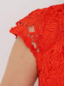 Women's Imported Top, There Are Two Layers Of Fabric, The First Layer Is A Hollow Jianying Design, Lined Before And After, And The Lower Body Is A Pleated Edge Design, The Model Number Is CMZ214. - 紅色 - 查看 4