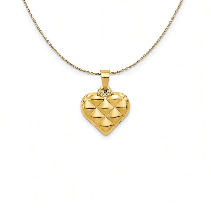 The Black Bow 14k Yellow Gold Puffed Heart (15mm) Necklace SHEIN USA
