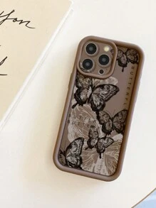 1 pieza Funda protectora para teléfono con diseño de patrón de mariposa compatible con iPhone 11 Pro Max/12 Pro Max/13 Pro Max/14 Pro Max/15 Pro Max/16 Plus/16 Pro Max, compatible con Redmi, compatible con OPPO/compatible con Realme, compatible con VIVO, compatible con Infinix, compatible con Honor, One Plus a prueba de agua, a prueba de golpes, resistente a caídas y arañazos, versión internacional, no la versión nacional - Marrón - Ver 5