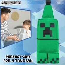 Minecraft Crossbody Bag Creeper Sling Compartments Adjustable Strap Chest Travel Holidays Ideal Phone Wallets Gamer Gift - A - View 3