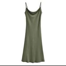 VESTIDO LARGO DE MUJER (MIDI) TALLA "M" - Verde militar - Ver 2