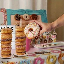 Soporte de madera para exhibir donas - Portador versátil de postres para fiestas y eventos, decoración del hogar elegante, decoraciones para baby shower, familia y regalos