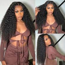 Jerry Curly Human Hair Wigs Glueless Pre Cut Lace Human Hair Wigs 13x4 HD Lace Frontal Wigs 100% Real Glueless Wigs Friendly For Beginners Pre Cut Deep Wave Lace Front Wigs 250% Density No Glue Wigs - 黑色 - 查看 5