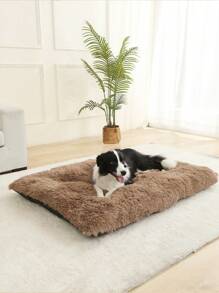 1 pieza Cama esponjosa para perro, Cojín cómodo para mascotas, Tela suave con fondo antideslizante, Lavable a máquina, Adecuado para perros y gatos grandes/medianos/pequeños, Para todas las estaciones - Marrón - Ver 7
