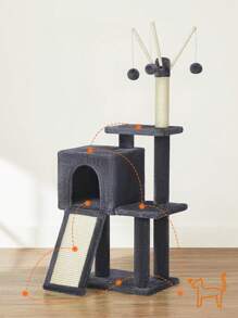 FEANDREA Cat Tree, Cat Tower For Indoor Cats, Kittens, Smoky Grey - Gris Oscuro - Ver 2