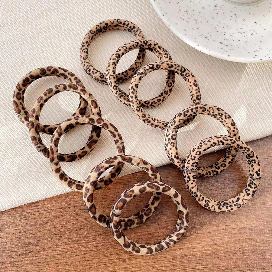 5pcs/10pcs Simple High Elasticity Textured Hair Ties, Versatile Hair Scrunchies For All Seasons Ponytail Holders, Hair Bobbles ,Animal Print