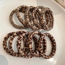 5pcs/10pcs Simple High Elasticity Textured Hair Ties, Versatile Hair Scrunchies For All Seasons Ponytail Holders, Hair Bobbles ,Animal Print