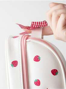 1 Stück Erdbeere Stifteetui, süßes großes Fassungsvermögen, doppellagig, ästhetisches Design, geeignet für Mädchen, Back-School Geschenke, Schul- und Büromaterial, Stifteetui, Schultasche