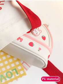 1 Stück Erdbeere Stifteetui, süßes großes Fassungsvermögen, doppellagig, ästhetisches Design, geeignet für Mädchen, Back-School Geschenke, Schul- und Büromaterial, Stifteetui, Schultasche