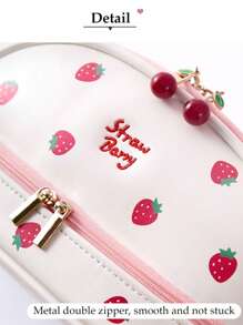 1 Stück Erdbeere Stifteetui, süßes großes Fassungsvermögen, doppellagig, ästhetisches Design, geeignet für Mädchen, Back-School Geschenke, Schul- und Büromaterial, Stifteetui, Schultasche