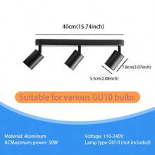 CANMEIJIA 1 قطعة إضاءة سقف مغيرة الرأس، أسطواني شكل، من الألومنيوم الأسود، رأس واحد / اثنان / ثلاثة، مع مصدر ضوء، بمصباح قابل للاستبدال GU10، قابل للتعديل الزاوي، سهل التركيب، مناسب لغرفة النوم/غرفة المعيشة/المطبخ/صالة العرض/الشرفة/ممر السلم/غرفة الطعام/البار - أضواء السقف السوداء على الطراز المستقيم - مشاهدة 16