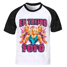 Camiseta Eu Treino Fofo Academia, Blusa Feminina, Camiseta Feminina Academia, Roupa de Treino Feminina Camisa Treino Blusa Academia CrossFit - Preto e Branco - Visão 1