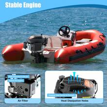 OUKANING Outboard Motor Engine 6HP Fishing Boat 4 Stroke HANGKAI Engine Air Cooling Motor Heavy Duty Outboard Motor Marine Boat Engine Air Cooling 2500RPM - Black - View 5