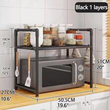 LKZ Kệ lưu trữ bằng nhựa, Kệ bếp nhiều tầng, Kệ lò vi sóng, Kệ tổ chức đa năng cho lò vi sóng, Kệ đựng bánh mì, Lưu trữ mở, Bền để lưu trữ trái cây và rau quả, Màu đen - màu đen - Xem 10