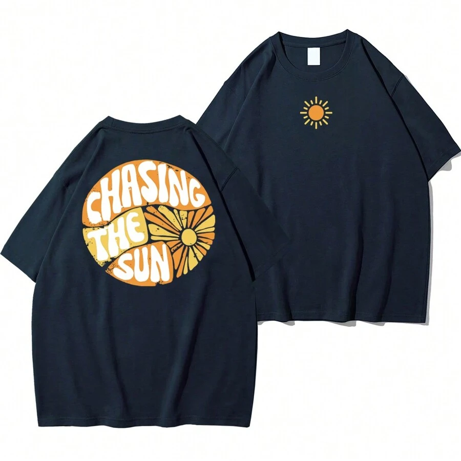 Shirt Basic T-Shirt "Chasing The Sun" - 藏蓝色 - 查看 1