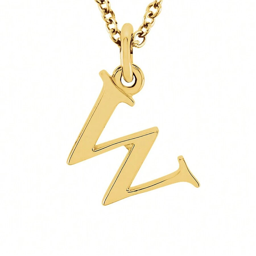The Black Bow The Abbey Lower Case Initial 'w' Necklace In 14k Yellow