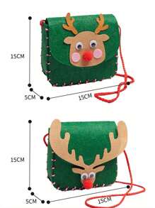 1 Conjunto de Decoração de Natal Renas de Natal DIY Mochila Presente Pequeno Feito à Mão Porta-Moedas Criativo Produto Semifinished Material Artesanal de Jardim de Infância para Meninos e Meninas - pacote de material diy (acessórios de cor aleatória) - Visão 7