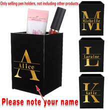 Customized Name High-End Acrylic Pen Holder Durable Pencil Cup Stationery Holder Minimalist Desk Organizer For Office Study Modern Multifunctional Design Sturdy Makeup Brush Storage Holders Easy To Clean Home Decor - Black - View 8