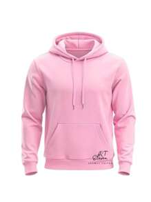 Unisex Plain Kangaroo Hooded Sweatshirt Blouse For Men And Women Flannel Cold Weather Blouse Promotion - 粉紅色帶帽 - 查看 1