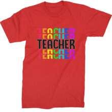 Teacher Repeated Rainbow Pattern  Mens T-Shirt