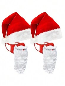 1 件成人圣诞帽和胡须服装装饰，圣诞帽和圣诞胡须面具，男女通用（均码，不含帽子） - 彩色 - 查看 5