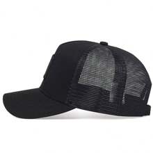 1Piece Men Letter M Embroidered Baseball Cap Mesh Hat Outdoor Adjustable Sunscreen Leisure Hat Spring Autumn Travel Tourism Beach Vacation - màu đen - Xem 3