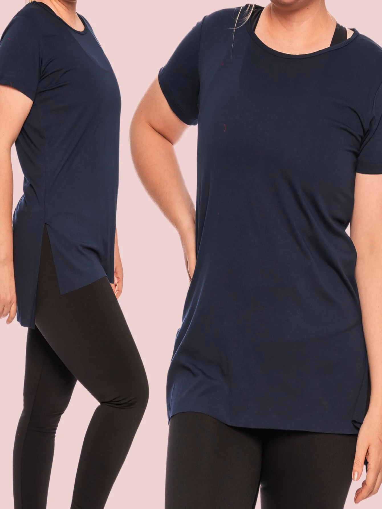 Kit 2 Blouses Vest Leggings Butt Cover Women's Gym - Màu xanh hải quân - Xem 1