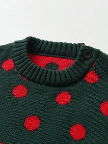 BOARNSEORL 女婴针织长袖套头衫，温暖舒适，适合节日外出、聚会和日常穿着，适合秋冬季圣诞节 - 綠色 - 查看 5