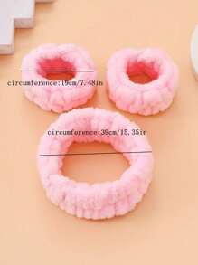 1入組蝴蝶結裝飾沐浴髮帶和2入組盥洗帶 - 粉色 - 查看 9